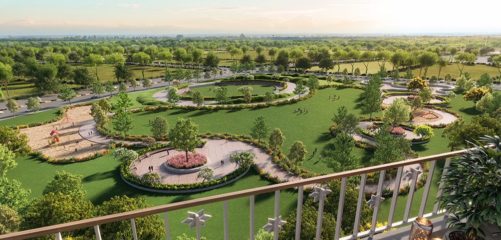 Casa Premier, Palava – Balcony View of Park with landscaped greenery